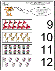 kutudaki resim sayısı ile karşısındaki sayıları eşleştirme çalışma sayfaları